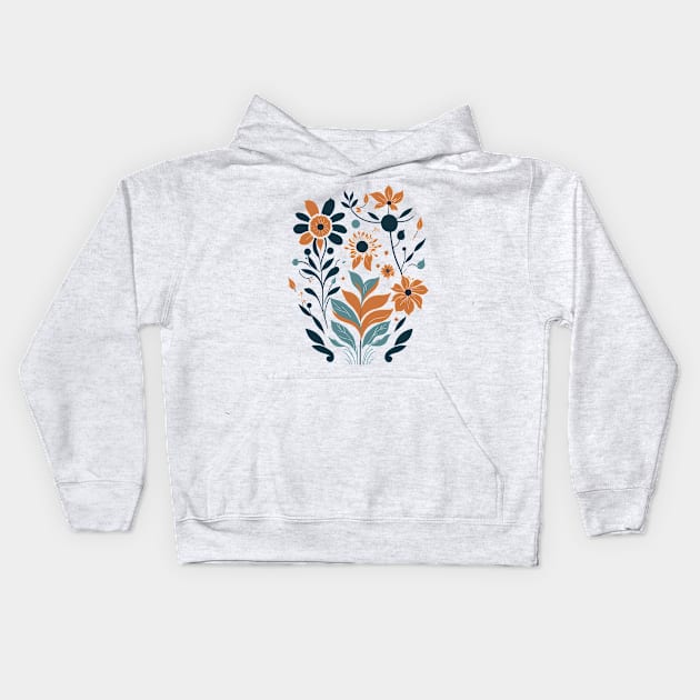 Bohemian Style Floral Geometric Shapes Kids Hoodie by ElMass